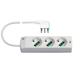Presa multipla 3 uscite 2P+T 16A 250V cavo 1,5m bianco uscita 90°