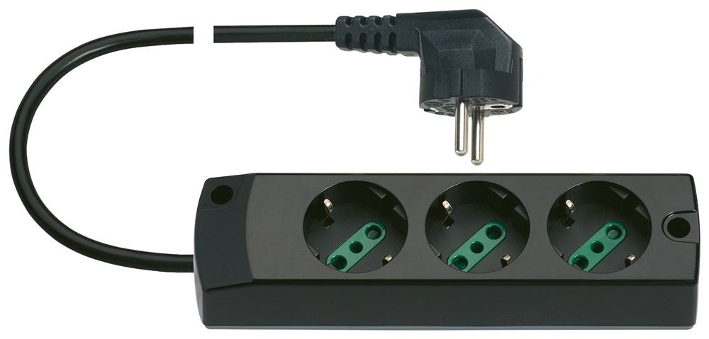 Presa multipla 3P30+S31 90° 16A 250V cavo 1,5m 3 uscite SICURY nero