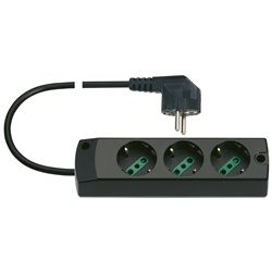 Presa multipla 3P30+S31 90° 16A 250V cavo 1,5m 3 uscite SICURY nero