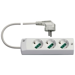 Presa multipla 3P30+S31 90° 16A 250V bianco cavo 1,5m 3 uscite SICURY standard italiano e spina combinata tedesco/francese