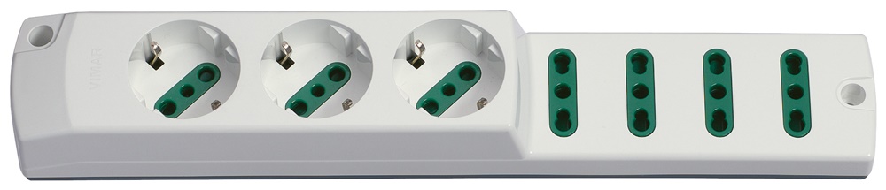 Presa multipla mobile 2P+T 16A 3 uscite P30 4 uscite P17/11 bianco uso elettrico