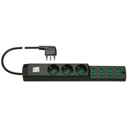 Presa multipla mobile 2P+T 16A 7 uscite SICURY standard italiano con interruttore luminoso e cavo 1,5 m nero
