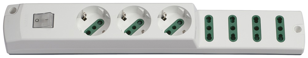 Presa multipla mobile 2P+T 16A 250V 3 uscite P30 4 uscite P17/11 interruttore luminoso bianco