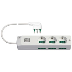 Presa multipla mobile 2P+T 16A 3 uscite P30 6 uscite P17/11 interruttore luminoso cavo 1,5m bianco