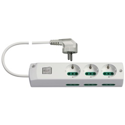 Presa multipla mobile 2P+T 16A 3 uscite P30 6 uscite P17/11 interruttore luminoso cavo 1,5m bianco