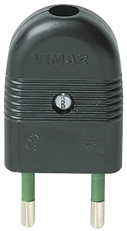 Spina 2P 10A assiale nero 