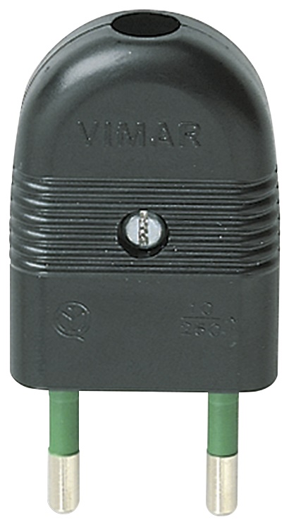 Spina 2P 10A assiale nero 