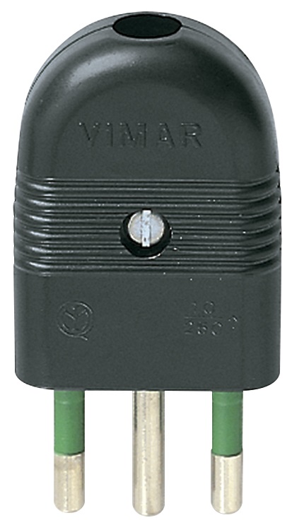 Spina 2P+T 10A assiale nero 