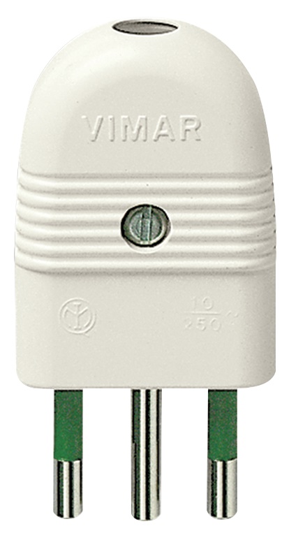 Spina 2P+T 10A assiale bianco 
