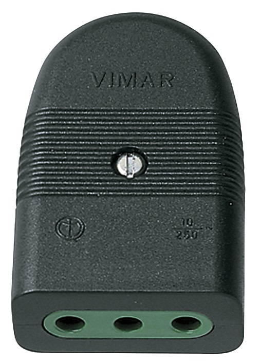 Presa 2P+T 10A P11 assiale nero 