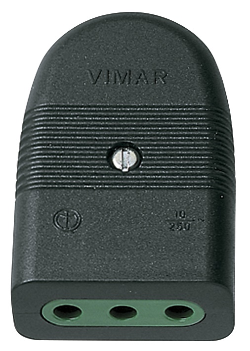 Presa 2P+T 10A P11 assiale nero 