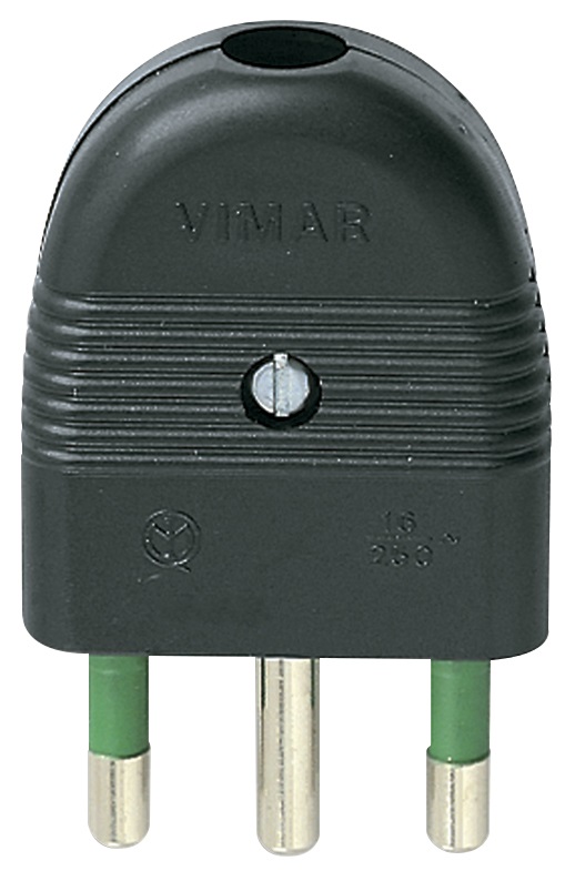 Spina 2P+T 16A assiale nero