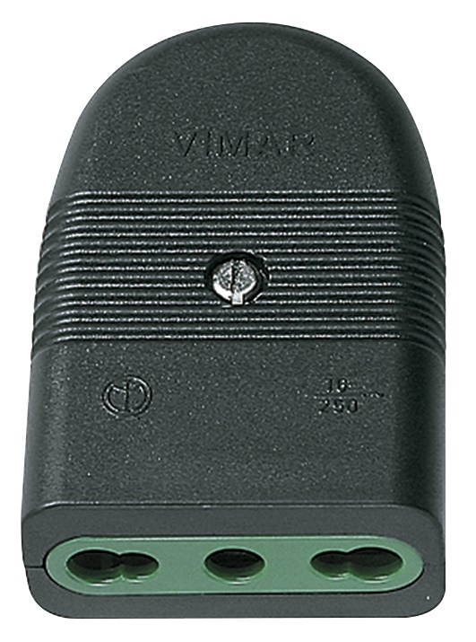 Presa 2P+T 16A P17/11 assiale nero 