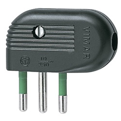 Spina 2P+T 10A 90Â° nero 