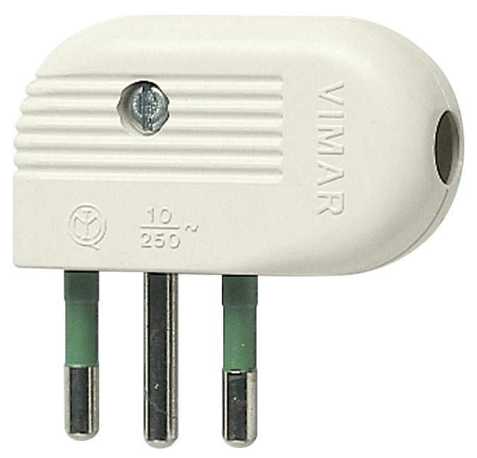 Spina 2P+T 10A 90Â° bianco 