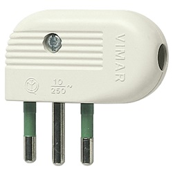 Spina 2P+T 10A 90Â° bianco 