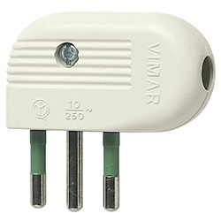 Spina 2P+T 10A 90Â° bianco 