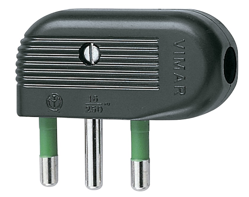 Spina 2P+T 16A 90Â° nero 