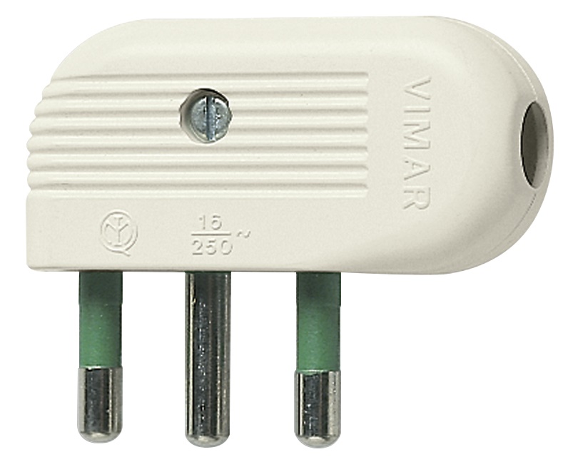 Spina 2P+T 16A 90Â° bianco 