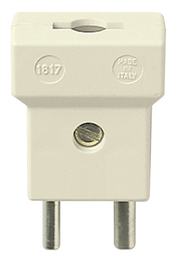 Spina polarizzata 2P 6A 24V uscita cavo assiale avorio installazione civile