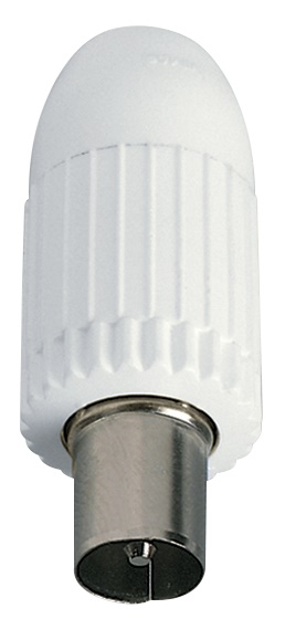 Connettore coassiale TV-RD-SAT maschio uscita cavo assiale bianco uso impianti TV e satellitari