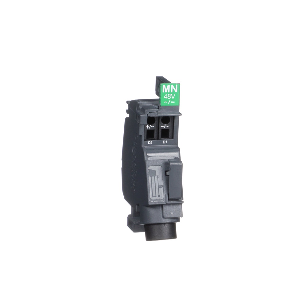 Bobina minima tensione MN 48 V CA/CC per interruttori Compact NSXm e PowerPact B-frame, sgancio rapido sicurezza arresto emergenza