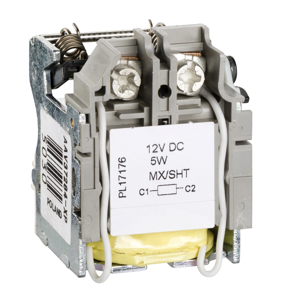 Sganciatore bobina MX 12 Vcc per interruttori Compact NSX100-630 applicazioni emergenza apertura remota