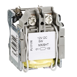 Sganciatore bobina MX 12 Vcc per interruttori Compact NSX100-630 applicazioni emergenza apertura remota