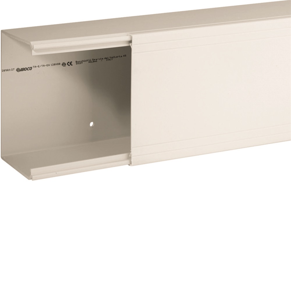 TA-EN 120x80 W Canale porta cavi a base piana BIANCO