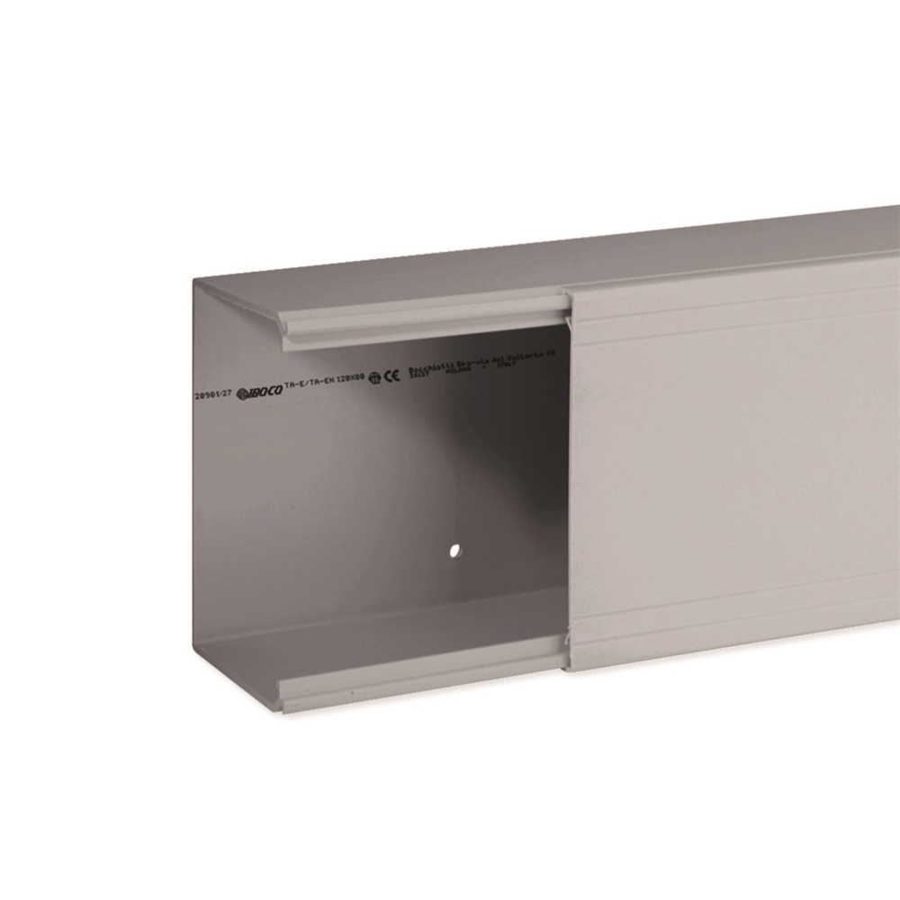 TA-EN 120x80 G Canale porta cavi a base piana GRIGIO