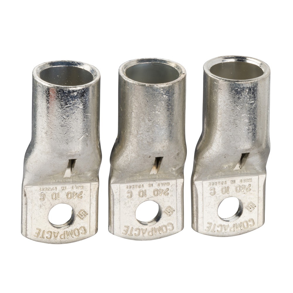 Capicorda rame 240 mm² 3 pezzi con separatori fase per interruttori Compact NSX EasyPact FuPact