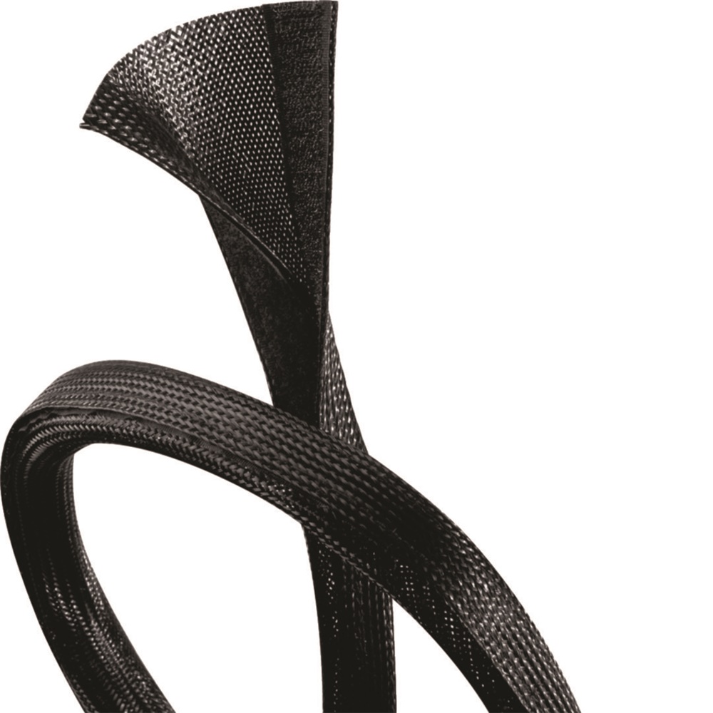 STRIP STRAP Guaina raccoglicavi in poliestere con velcro diam. max 22mm NERO