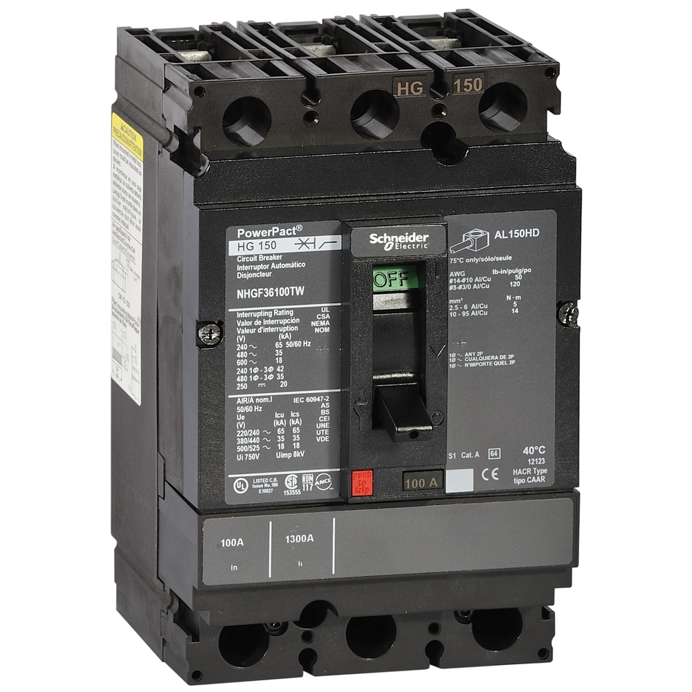 Interruttore automatico PowerPact H-Frame 150A 35kA 3P montaggio flessibile IEC UL