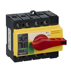 Interruttore sezionatore Compact INS80 80A 4 poli manopola rossa emergenza isolamento frontale