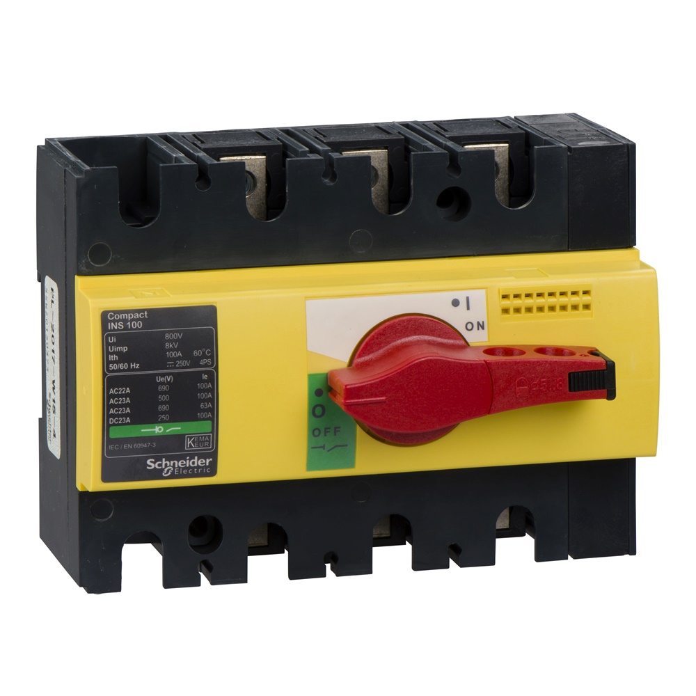 Interruttore sezionatore Compact INS100 3 poli 100A comando emergenza isolamento frontale IEC