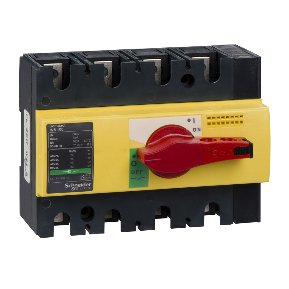 Interruttore sezionatore Compact INS100 4 poli 100A comando emergenza isolamento frontale IEC