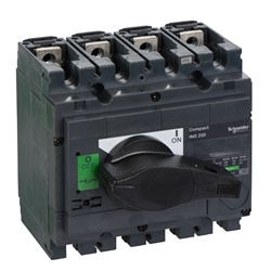 Interruttore sezionatore 4 poli 250A maniglia nera isolamento frontale IEC 60947-1/3