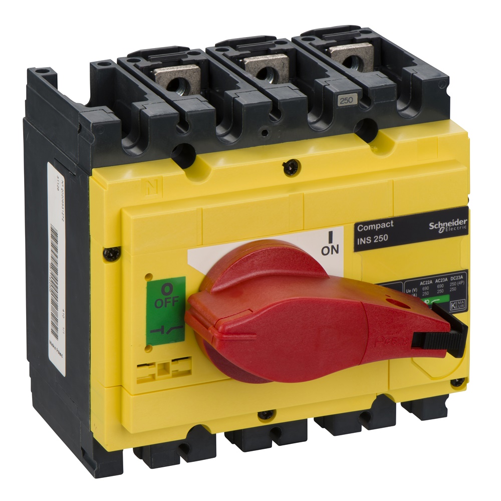 Interruttore sezionatore Compact INS250 250A 3 poli comando emergenza isolamento frontale IEC