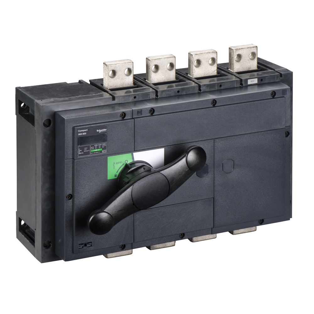 Interruttore sezionatore Compact INS800 800A 4 poli maniglia nera isolamento frontale IEC