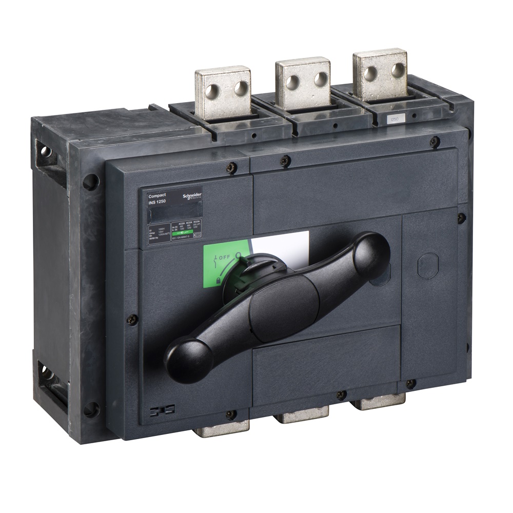 Interruttore sezionatore Compact INS1250 1250A 3 poli maniglia nera isolamento frontale IEC