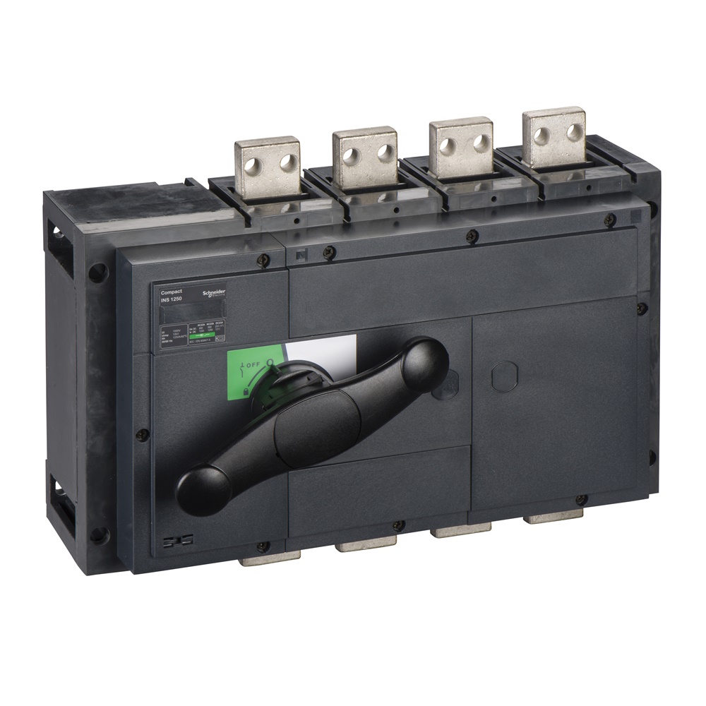 Interruttore sezionatore Compact INS1250 1250A 4 poli maniglia nera isolamento frontale IEC