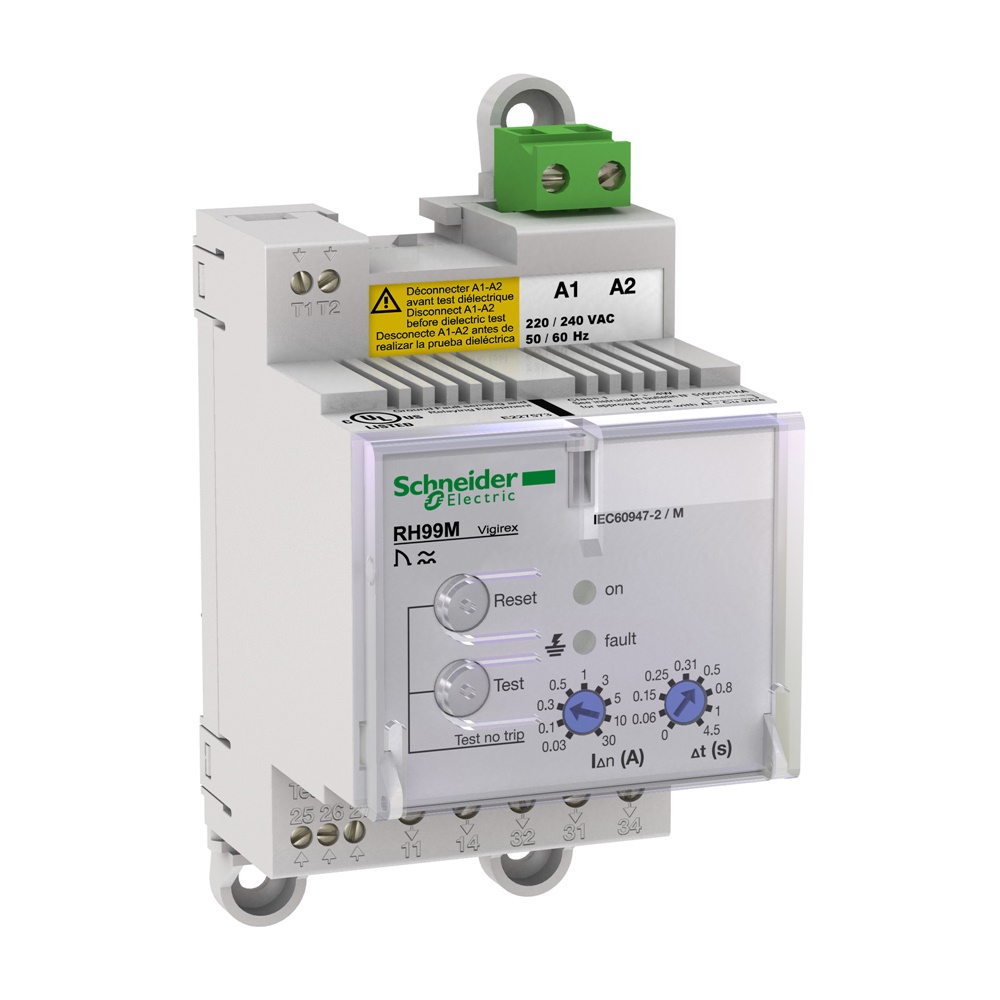 Relè protezione differenziale VigiPacT RH99M 30mA-30A montaggio guida DIN quadro elettrico