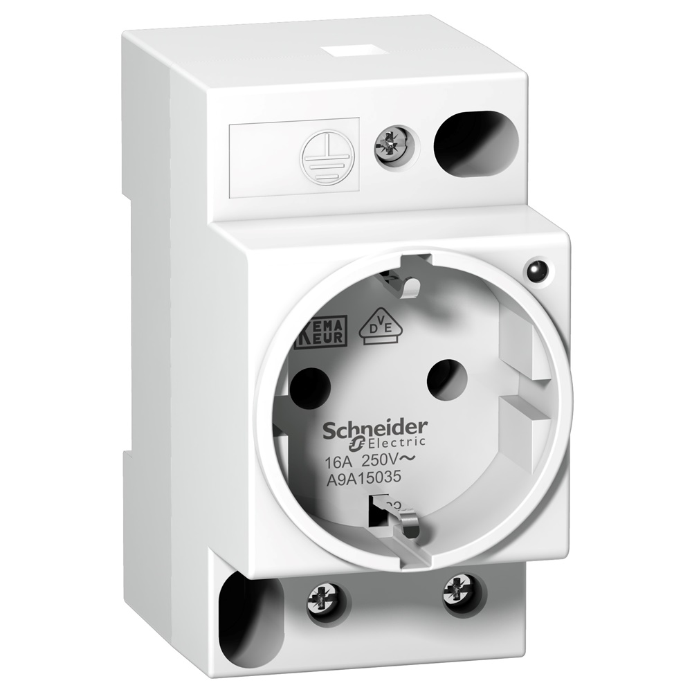 Presa alimentazione 2P+T 16A 250V tedesca con spia LED protezione IP20/IP40 bianco