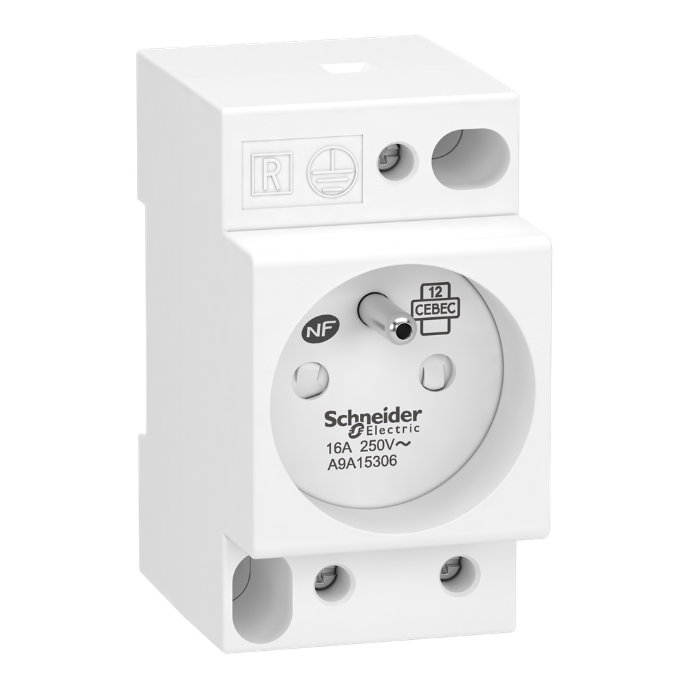 Presa modulare iPC 2P+T 16A 250V CA standard francese montaggio su guida DIN IP40 IK03