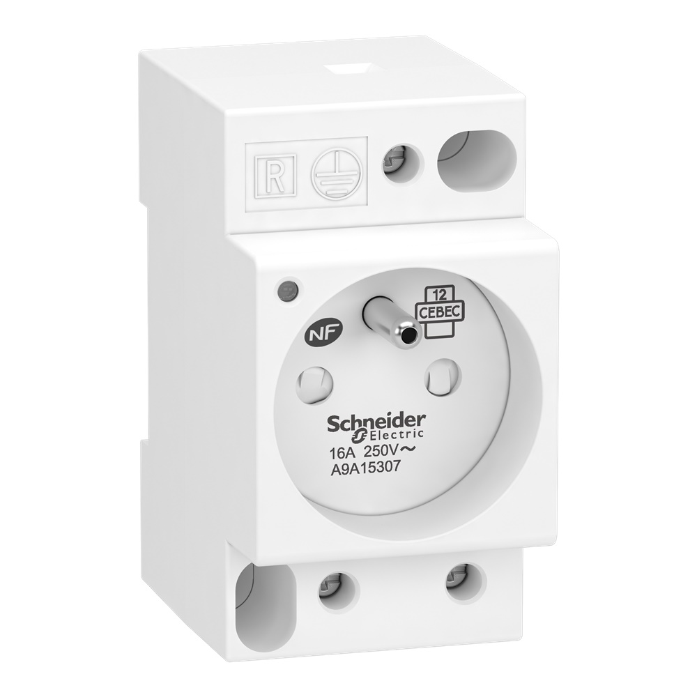 Presa iPC 2P+T 16A 250Vca francese con spia luminosa per alimentazione modulare IP20 bianca