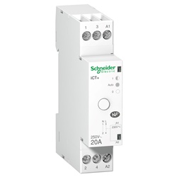 Contattore modulare Acti9 iCT+ 1P+N 1NA 20A 230Vca comando remoto HVAC LED