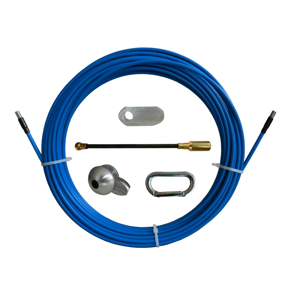Sonda nylon-acciaio 50 m con testa flessibile e terminali M12 per passaggio cavi in condotte