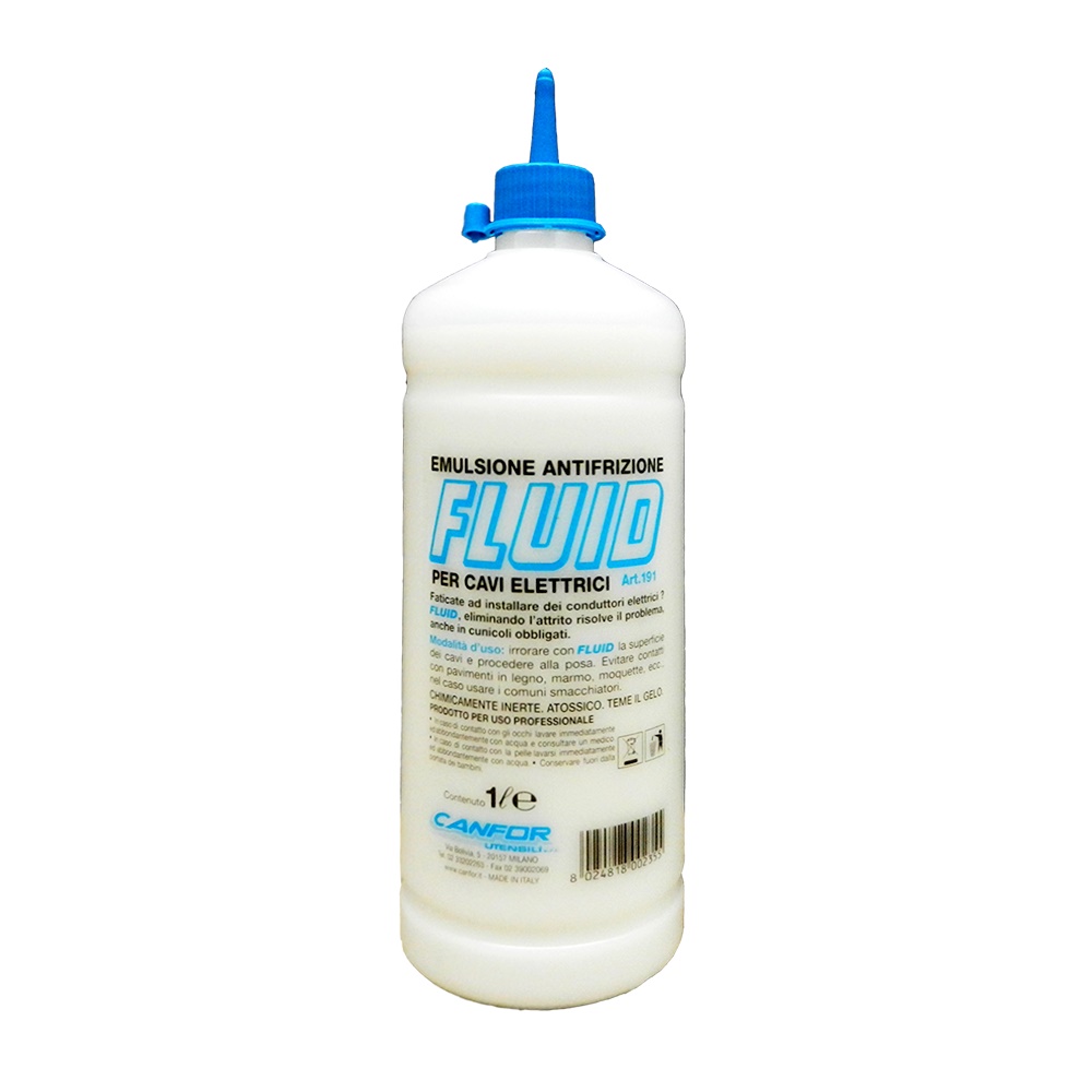 Bottiglia Fluid antifrizione professionale 1 litro con tappo erogatore per cavi elettrici