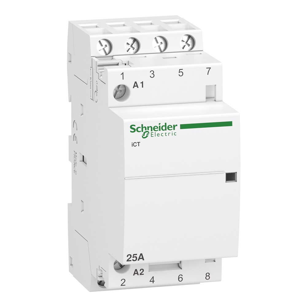 Contattore modulare iCT 4 poli 25A comando 230-240Vca per controllo motori e HVAC