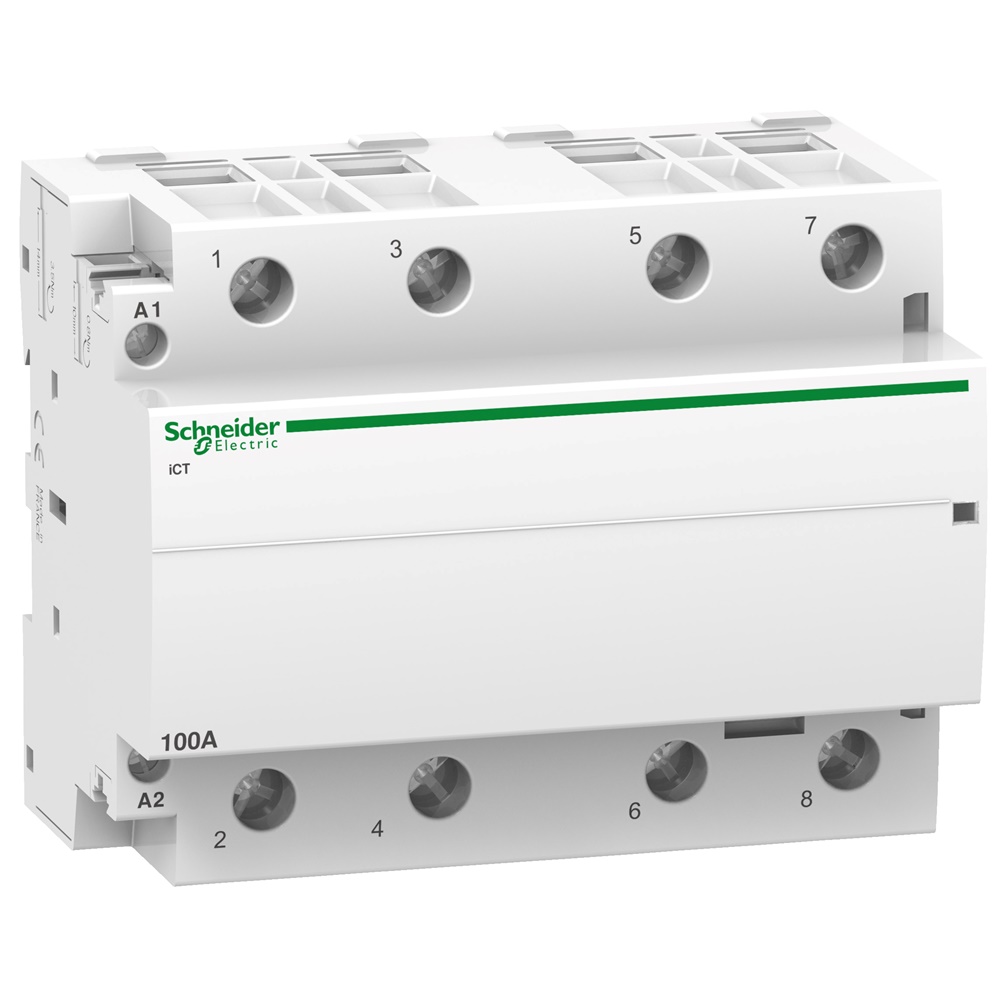 Contattore modulare Acti9 iCT 4 poli 4NA 100A comando 230-240V AC per sistemi HVCA installazione su guida DIN IP20/IP40